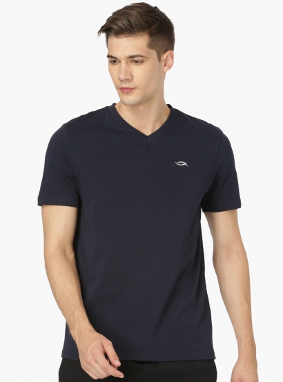 MAX Solid V-Neck T-Shirt With Half Sleeves thumbnail